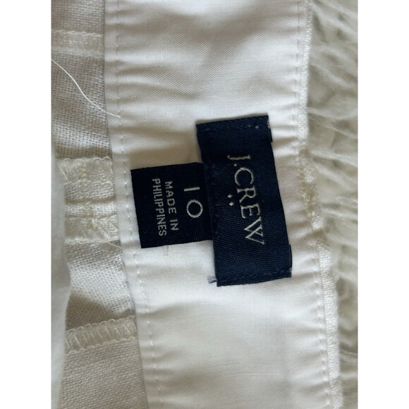 J Crew Linen-Blend Shorts Womens Sz 10 White Scalloped Hem Beach Resort Chic - Picture 5 of 10